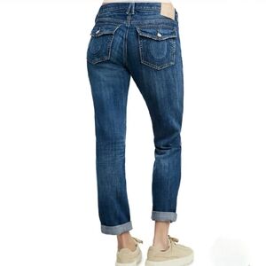 True Religion Cameron Button Fly Boyfriend Jeans Flap Pockets USA Made 32 Waist